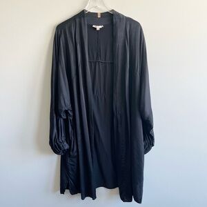 Lunya Washable Silk Robe Short Black No Tie Size 2XL/3XL